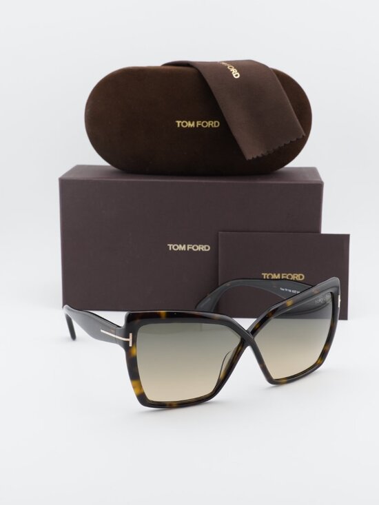 Tom Ford Fiore FT1195 52B Cat Eye Sunglasses – Dark Havana/Smoke Gradient main image 2